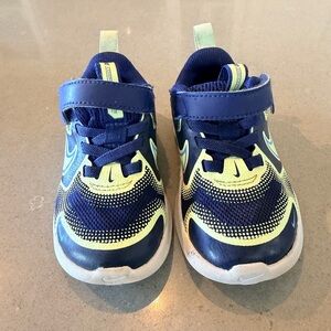 Kids Navy and Neon Yellow Athletic Sneakers